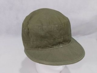 VTG WW2 Era Cotton OD Olive Drab Field Cap With Visor Ear Flaps 7 3/8 2