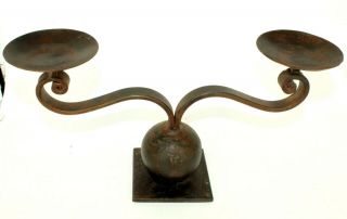 JAN BARBOGLIO FOR ARMON ONLY CAST WROUGHT IRON DOUBLE CANDELABRA CANDLE HOLDER 2