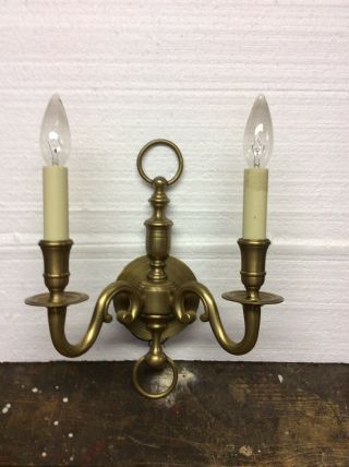 Vintage Brass Double Light Electric Wall Scone Low Ship