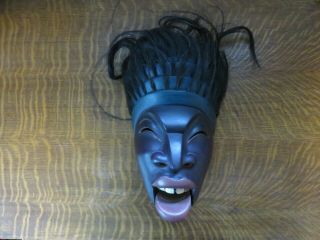 Vintage Northwest Coast Carved Wooden Indian Mask - Signed - Mouth Moves