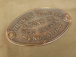 Vintage Brass Safe Name Plate Plaque T Withers & Sons West Bromwich England