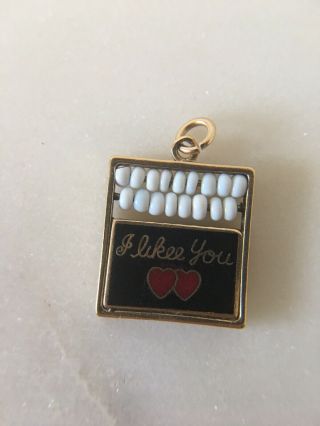 Vintage 14k Solid Yellow Gold I Likee You Me Movable Abacus Charm Enamel Pendant