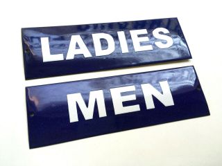 Enamel Porcelain Signs Pair Men Ladies Restroom Gas Station Restaurant Bathroom