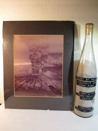 Vintage Mount St.  Helens Bottle Of Ash With Aerial Photo Of Eruption 1980
