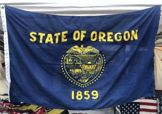 Vintage Oregon State Flag Beaver Usa America Cloth Sewn Old Northwest Portland