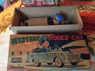Tin Mystery Police Car Nomura W Box Vintage