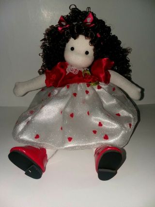 Green Tree Musical Doll Wearing Red White Heart Dress Plays You Are My Sunshine