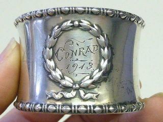 1913 Conrad Gorham Sterling Silver Napkin Ring Art Deco Wreath
