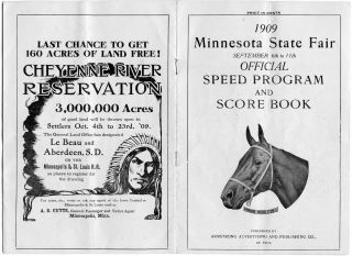 1909 Minnesota State Fair Horse Racing Program