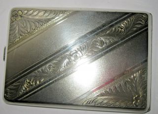 Antique Sterling Silver Engraved Cigarette Case Holder
