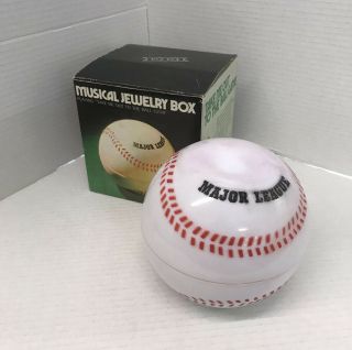 Baseball Jewelry Box 1972 - Plays " Take Me Out To The Ball Game " - Ball 6.  0,  Box 8.  0