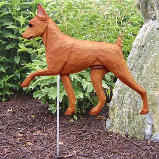 Mini Pinscher Outdoor Garden Dog Sign Hand Painted Figure Red