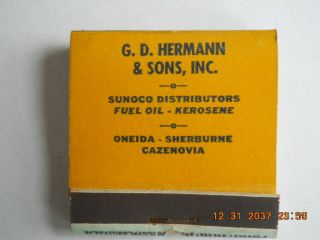 Old " Feature " Matchbook Of Sunoco,  G.  D.  Hermann - Oneida,  Sherburne,  Cazenovia - Ny