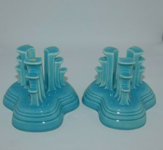 Vintage Fiesta Tripod Candle Holders Turquoise