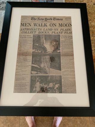 York Times Coverreprint July 21 1969 Walk Moon Apollo 11 Moon Landing Framed