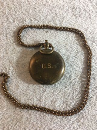 Ww - 1/ww - 2 U.  S.  Military Brass Compass With Chain No Glass