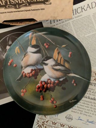 ' The Chickadee ' Limited Edition Plate by Kevin Daniel,  1986 Bird Lovers Gift 2