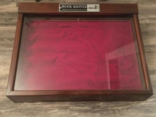 Vintage Buck Knives Wood Glass Display Case Buck Knife Holder