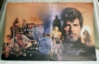 Very Rare - Lucasfilm Folder Signed By George Lucas,  And Map Of Lucasfilm