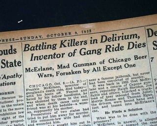 Frank Mcerlane Gangster Thompson Submachine Gun Pioneer Death 1932 Old Newspaper