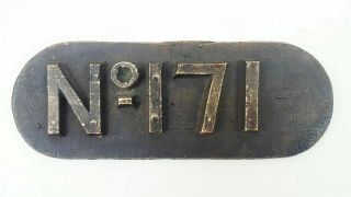 Vintage House Number No 171 Door Gate Plaque Plate Cast Iron Metal Railway Sign