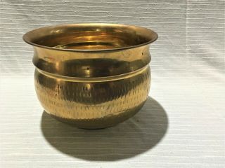 Vintage Solid Brass Planter Pot - Design On Outside - 8 " X 6 "
