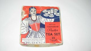 Vintage,  Smallest Czechoslovak Pewter Tea Set (miniature)
