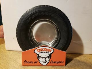 Vintage Rubber Tire Ashtray Stand For 6 ,  Or - " Oilzum " Choice Of Champions Oran