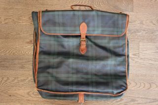 Vintage Polo Ralph Lauren Garment Bag Luggage Tartan Plaid Blackwatch Italy