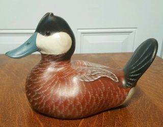 Big Sky Carvers Hand Carved Painted Drake Ruddy Duck Wood Decoy Signed
