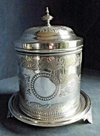 Good Large Ornate Silver Plated Biscuit Box C1900