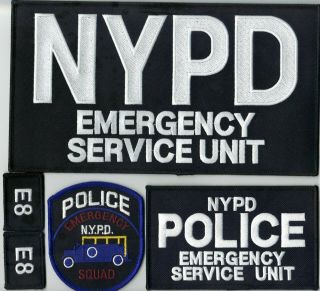 York City Emergency Service Unit " E - 8 " Officer 5 - Piece Patch Set
