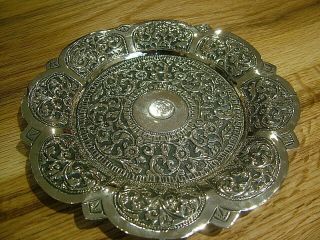Antique Silver Anglo Indian Raj Era Tray Dish Kutch Cutch (750)