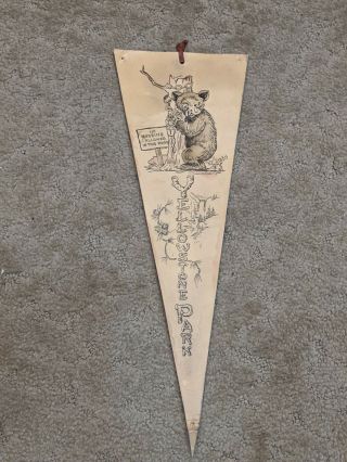 16” Vintage 1950s Yellowstone National Park Paper Pennant Crying Bear Up A Tree