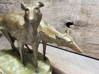 RARE ART DECO BRUNO ZACH Bronze Russian Wolfhound Borzoi Statue Sculpture 2