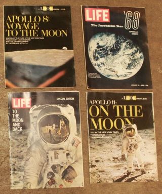 1969 Special Moon Landing Magazines 2 Life 2 Look To The Moon And Back Apollo 8