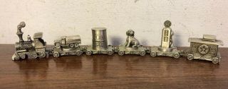 6 Pc Texaco 95th Anniversary Pewter Miniature Train Set Gas Pump Havoline Oil