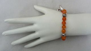 John Hardy Jai Sterling Silver Orange Agate Beads Bracelet 8 1/2 " Large