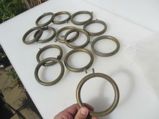 Large Antique Brass Curtain Rings Victorian Holder Hangers Old X13 4 " W