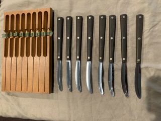 Vintage Cutco Brand Set Of 8 Steak Knives 47 Pat 2147079 W/fitted Wood Case
