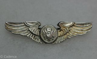 Us Ww2 Army Air Force Pin Back Sterling Air Crew Wings 2 " Shirt Amico Frost M330