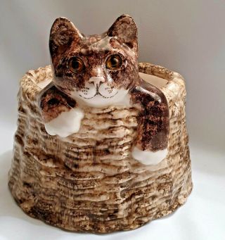 Lovely Rare Jenny Winstanley Pottery Cat Large Size 4 Planter Plant Pot