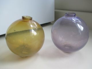 Vintage Antique Lightning Rod Glass Globe Bulb Amber And Purple Amethyst