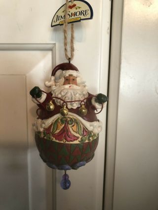 Jim Shore Rolly Santa With Bells Hanging Ornament Enesco 2009