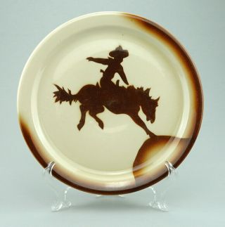6 Vintage Jackson China Airbrushed Restaurant Ware Plates Western Cowboy Bronco 2