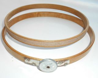 Vintage Queen Wooden Embroidery Hoop 5 1/4 " Round,  Felt Lined Roll Wheel Tension