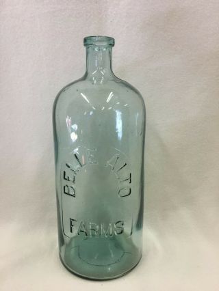 Vintage Antique Green Blue Glass Belle Alto Farm Farms Water Bottle Pa 1 Gallon