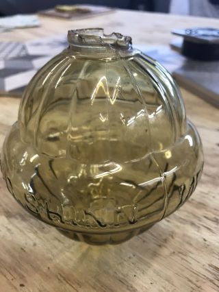 Antique W.  C.  Shinn Mfg.  Co.  Lightning Rod Clear Amber Glass Ball (stamped)
