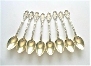 Set Of 8 Sterling Demitasse Spoons By Gorham,  Unknown Pattern,  114 Grams