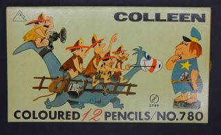 Rare Vintage Hanna Barbera The Flintstones Japanese Colored Pencil Set 1960 